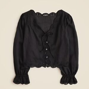 J. Crew Black Scalloped Blouse